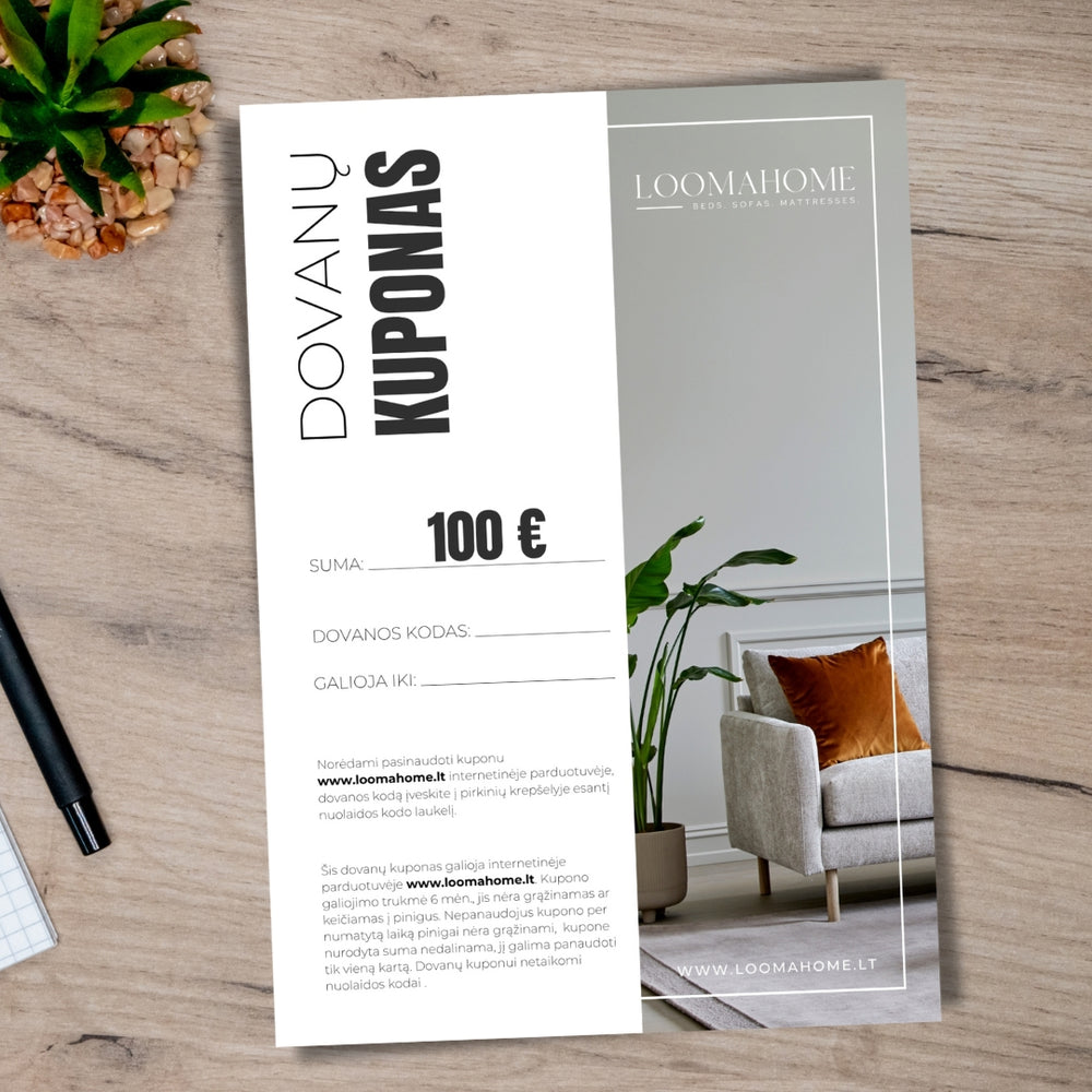 LoomaHome dovanų kuponas 100 €