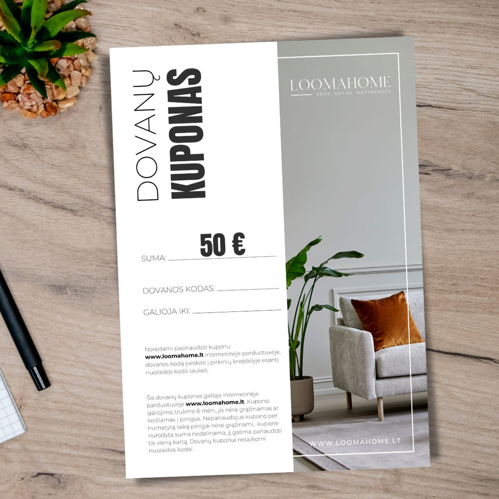 LoomaHome dovanų kuponas 50 €