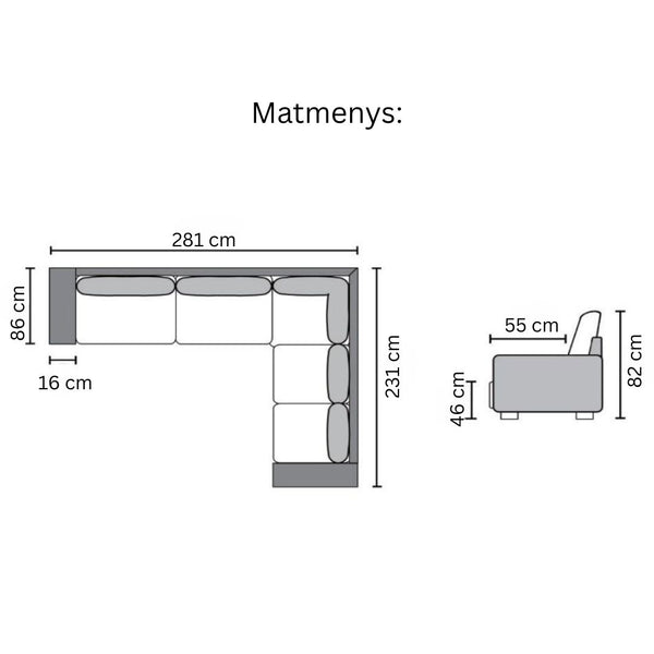 Minkštas kampas DETROIT CORNER I dešininis