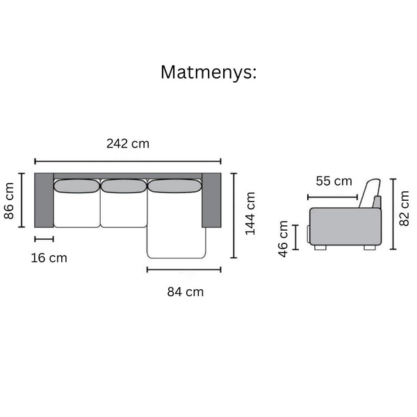 Minkštas kampas DETROIT 3+D dešininis