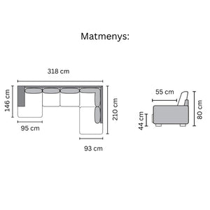 Minkštas kampas DALLAS U OE dešininis