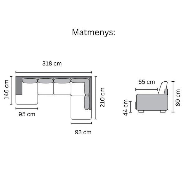 Minkštas kampas DALLAS U OE dešininis